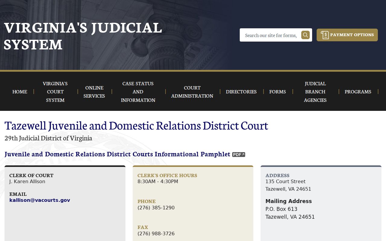 Tazewell County warrant search, J&DR clerk and court information