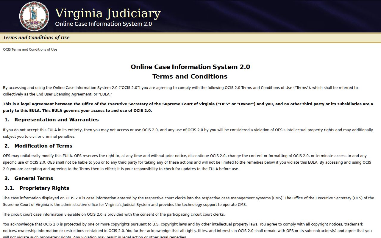 Tazewell County warrant check, OCIS public terms gate