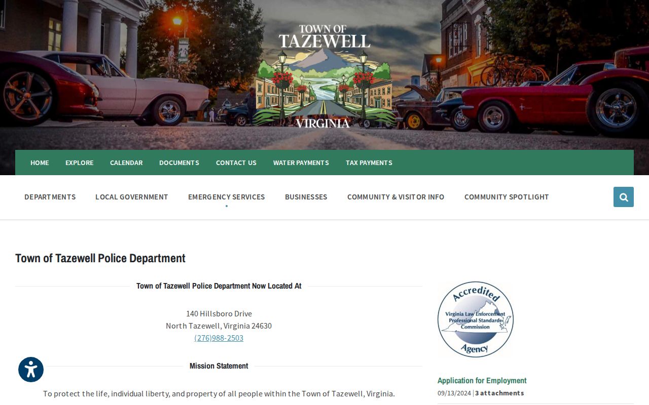 Town of Tazewell Police Department and Tazewell County warrant records route