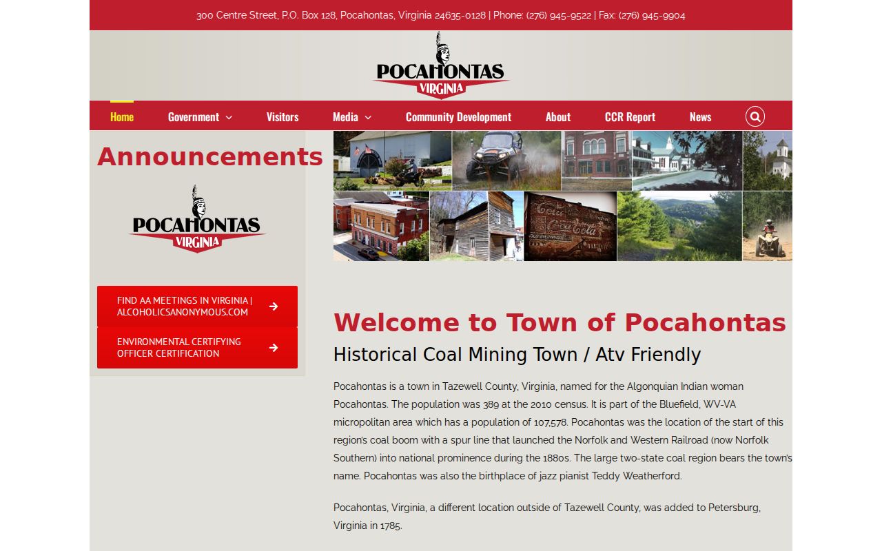 Pocahontas Town Hall contact route for Tazewell County warrant records questions
